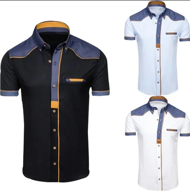 

Men's Shirts Man Casual Summer Clothing Tops Fashion Denim Short Sleeve Formal Shirts Plus Size Male Shirts Mens Clothing
