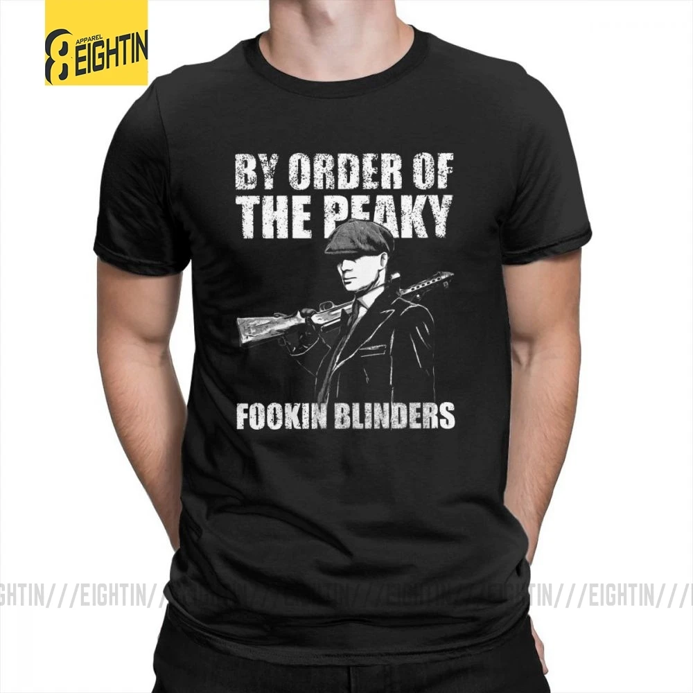 Футболки The Peaky Fookin blinds, хлопок, короткий рукав, круглый вырез, одежда для мужчин, футболки, винтажные, уникальные, 4XL, футболка - Цвет: Черный