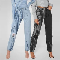 printed hemp feet womens trousers fashion summer high waist bag hip slim tight fitting casual women trousers leggings clothing