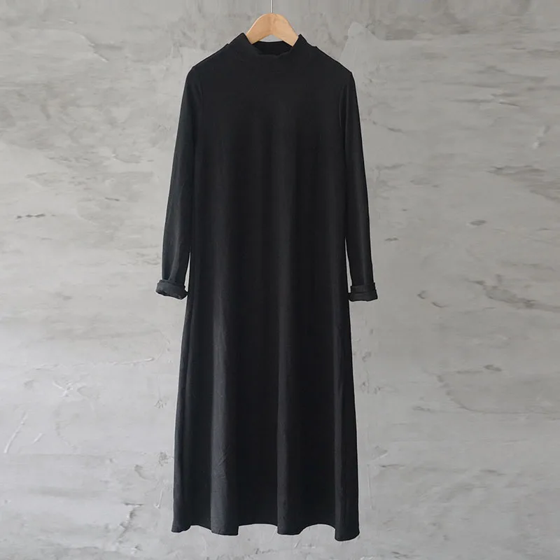 Новинка 2019 зимнее корейское платье для отдыха с высоким воротником новое простое