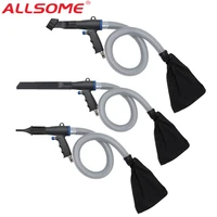 allsome pneumatic vacuum cleaner with 3pcs nozzles and dust removal suction gun pistol type pneumatic cleaning tool