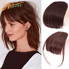 Волосы Allaosify для наращивания, высокотемпературный синтетический парик, Воздушная челка, натуральные светильник-коричневые, темно-коричневые