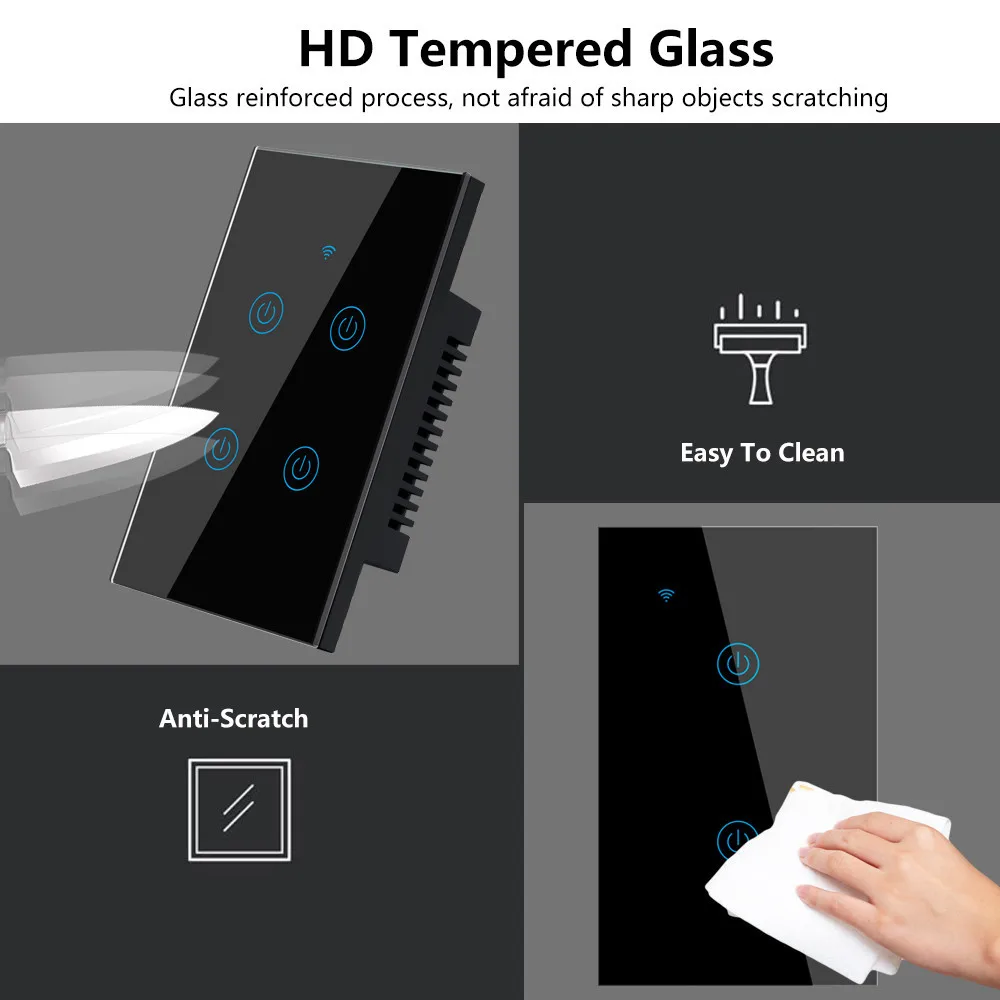 SMATRUL Tuya Smart Wi Fi настенный сенсорный светильник переключатель Приложение 1/2/3/4 Gang