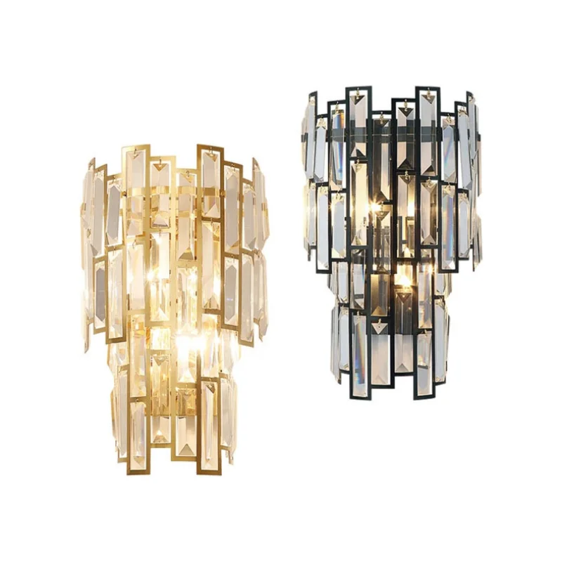 

Modern LED Crystal Wall Lamps Living Room Background Lighting Bedroom Lights Home Decor Light Fixtures Gold Hallway Wall Sconce
