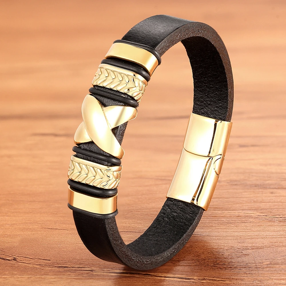 Набор классических небольших аксессуаров XQNI для мужчин модель браслет из кожи и