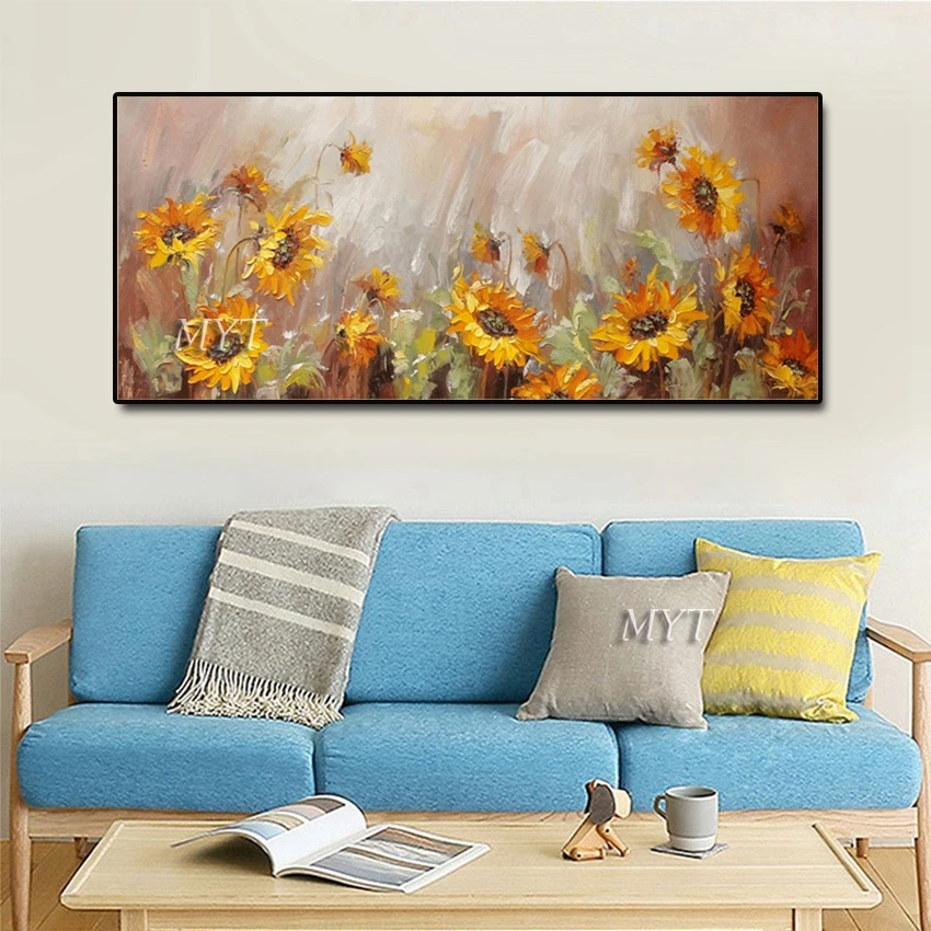 

Free Shipping Handmade Abstract Adorable Sun Flowers Art Oil Painting On Canvas Animal Paintings For Living Room Decor Unframe