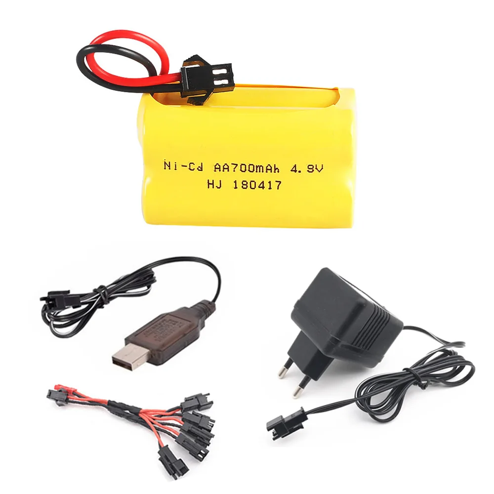 

4.8V 700mAh Ni-CD Rechargeable Battery and Charger Set For Rc toys Cars Tanks Robots Boats Guns NICD 4*AA 4.8 v Battery T model