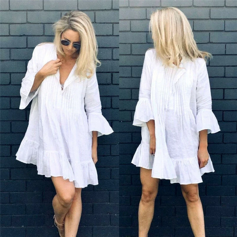 2019 новые женские белые с длинным рукавом милые праздничные бикини оборками