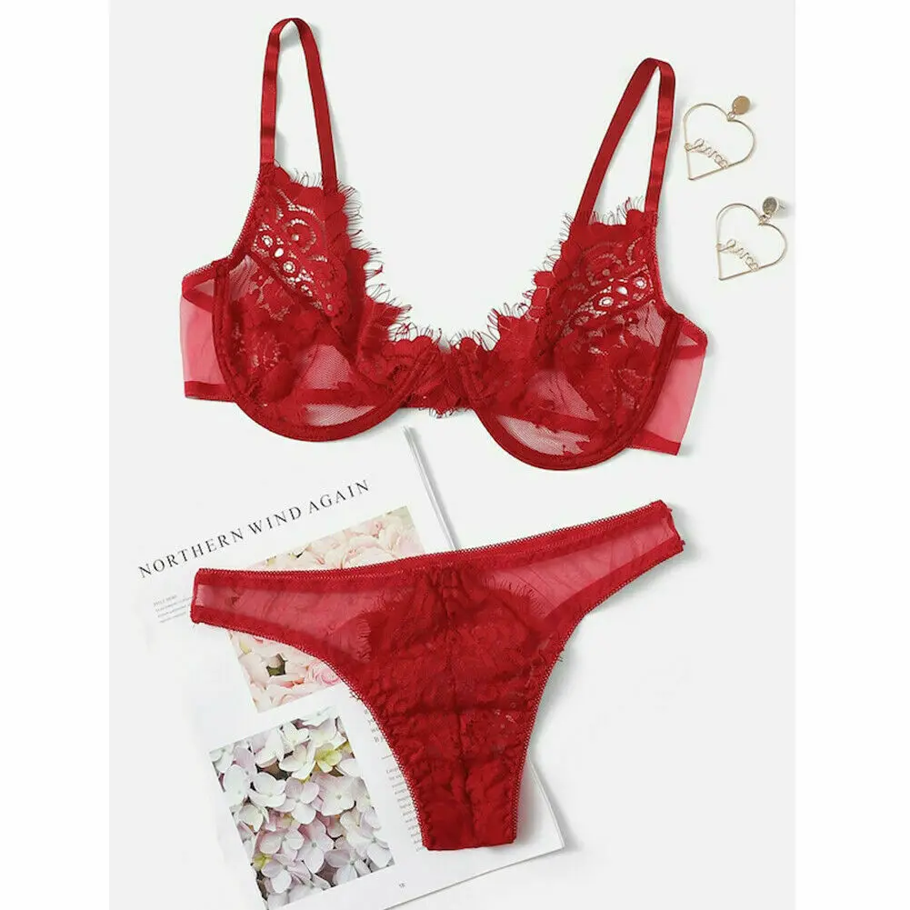 2019 Sexy Women Lace Hollow Out Bralette Set Goddess Sex Lingerie Ladies Bra and Panties Brief 2pcs Sets New Arrivals S-XL | Тематическая