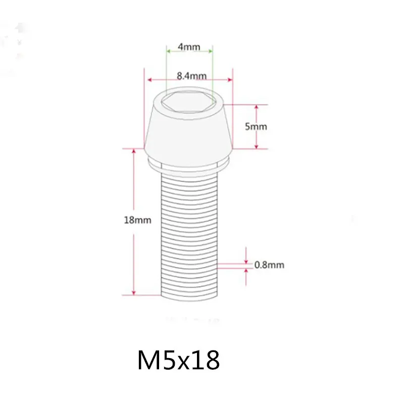 Титановые болты Конические Винты M5x16 M5x18 M5x20 мм с шайбой для велосипедных стеблей