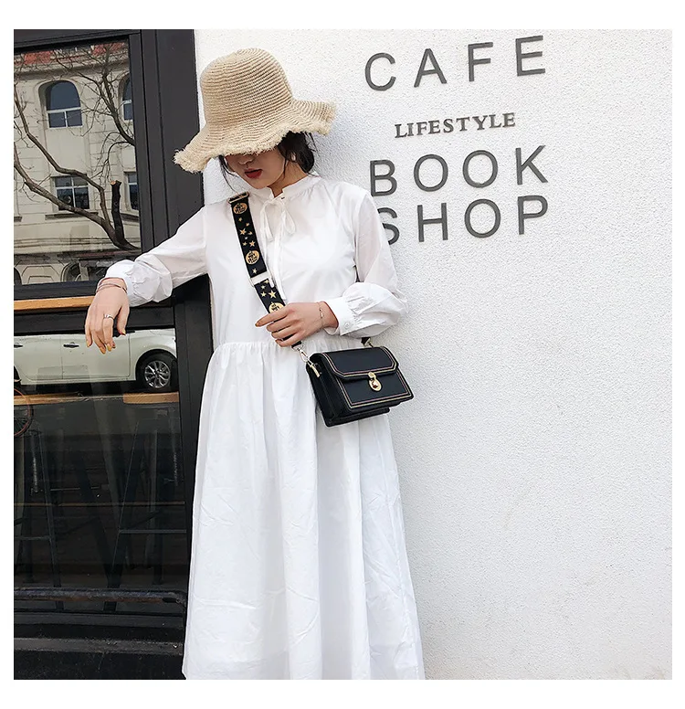 Bag for women new Korean style straddle bag outdoor travel chic wide band sewing fashion one shoulder small square bag