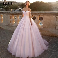 lorie glitter tulle pink wedding dresses ball gown 2020 new off shoulder princess party bridal gowns boho dress with lacing back