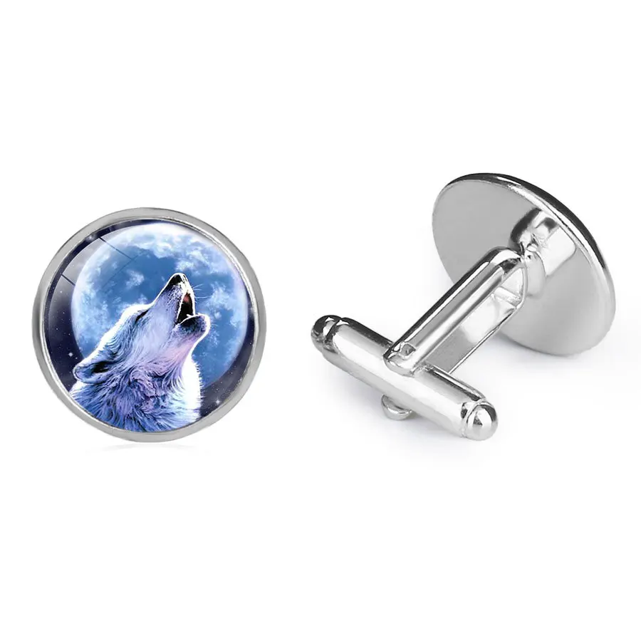 Стимпанк запонки с изображением волков мужские панк черные плетеные ювелирные