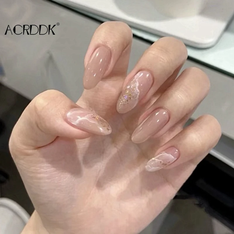 

24pcs Nail Patch Glue Type Removable Long Paragraph Fashion Manicure False Save Time Nails Patch DW