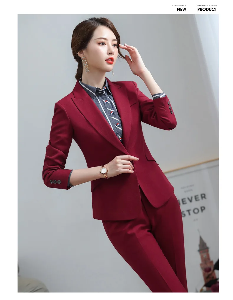 New Fashion Slim Business Wear Elegant Women Office Ol Jacket Set Formal Blazer + Pants Suit Feminino Female Interview Suits | Женская