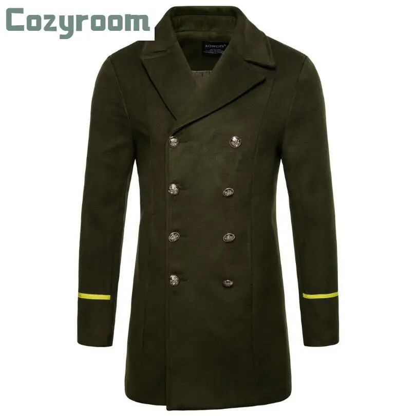 

Hot Sale 2021 Winter Long Wool Coat Men Fashion Turn-down Collar Woollen Blend Double Breasted Coat Jacket Men Brand Overcoats