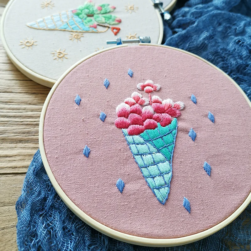 Суккуленты цветок растения наборы для вышивки с кольцом легкая Вышивка