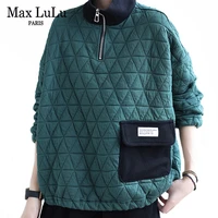 max lulu new fashion womens casual loose sweatshirts 2021 winter british style padded warm pocket hoodies zipper design clothes