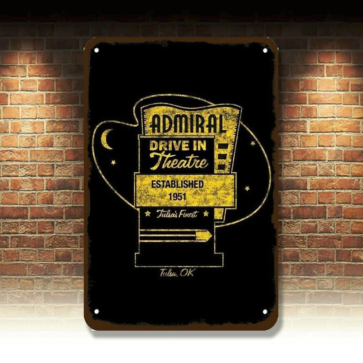 Винтажный металлический знак с изображением адмирала драйва в театре Тулса