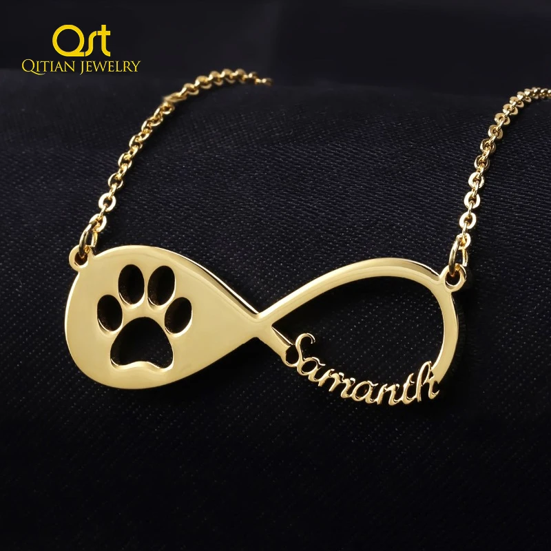 Ожерелье в виде милой лапы бесконечности персонализированное золотое ожерелье с