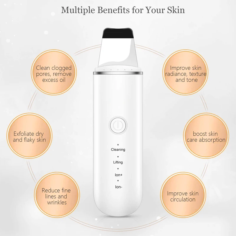 Pro ультразвуковой скребок для кожи лица Чистка Пор Черноголовых чистого шпатель