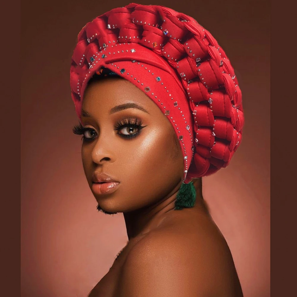 2021 Новые африканские головные уборы Авто Gele Aso Oke мусульманские тюрбаны в