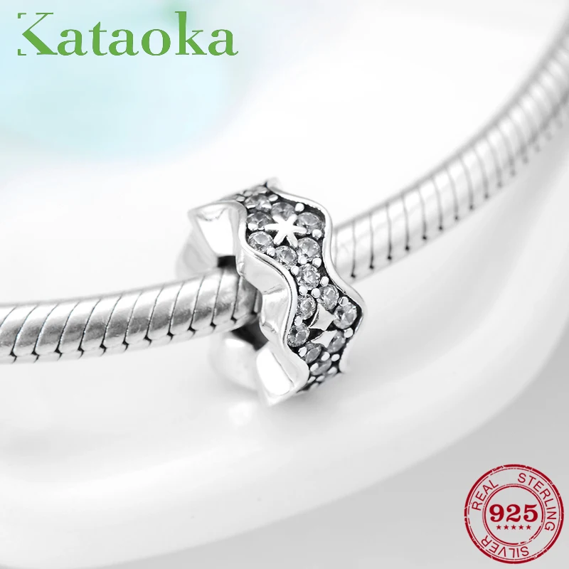 2018 очаровательные снежинки на Рождество бусины разделители из серебра 925 пробы с