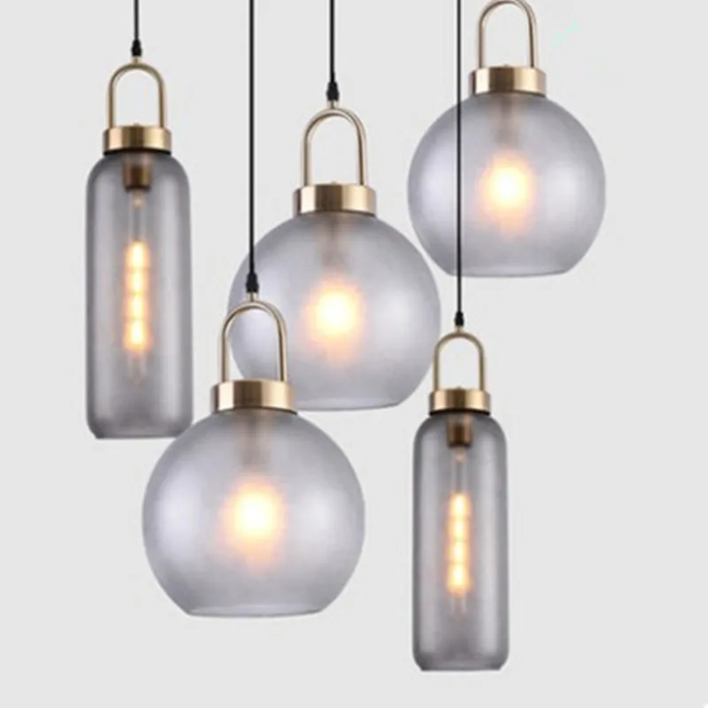 

Postmodern ins Pendant Lights Luxury Restaurant Lamps Nordic Bar Bedroom Bedside Glass Ball Single Hanging Lamp