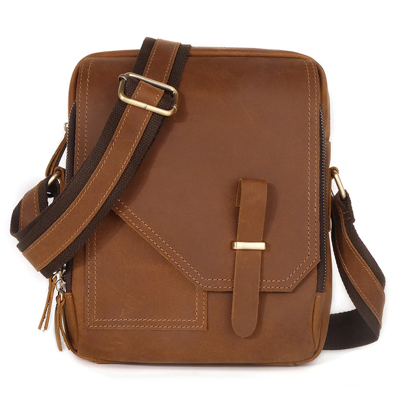 Fashion Men's Handbag Shoulder Bag Vintage Trends Genuine Leather Retro Messenger Bag Crazy Horse Male Crossbody Shoulder Bag