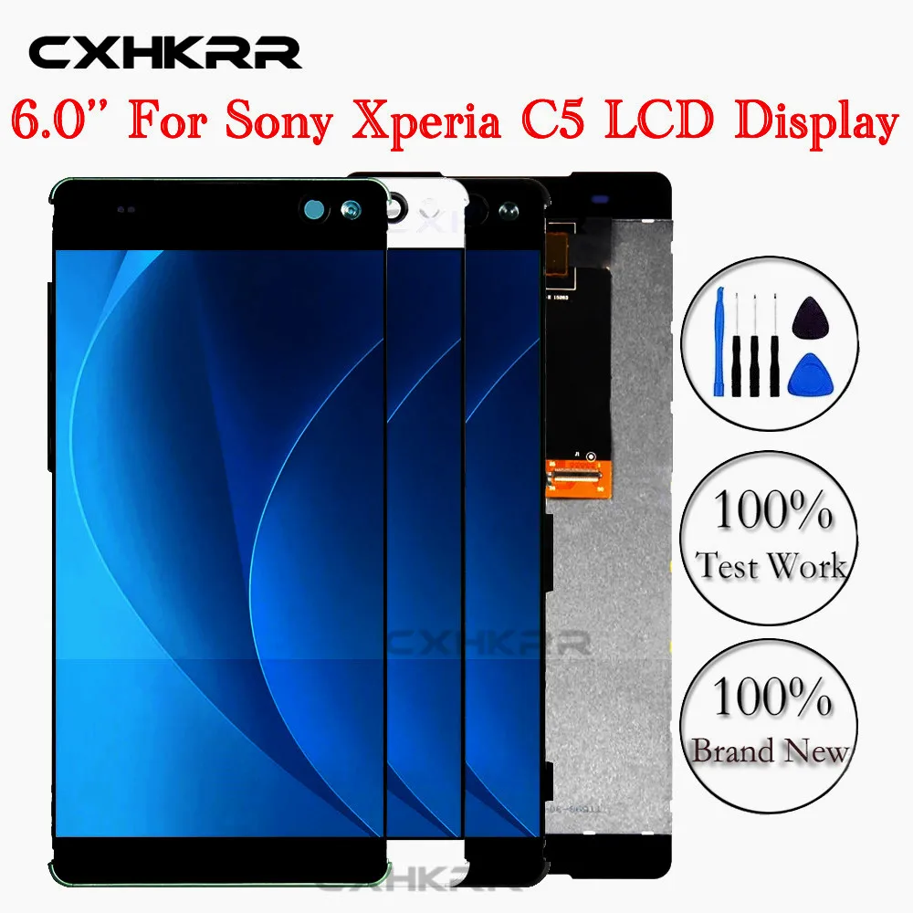 

ЖК-экран 6,0 дюйма для SONY Xperia C5, ЖК-дисплей с сенсорным экраном и дигитайзером C5 Ultra, экран без рамки E5506 E5533 E5563