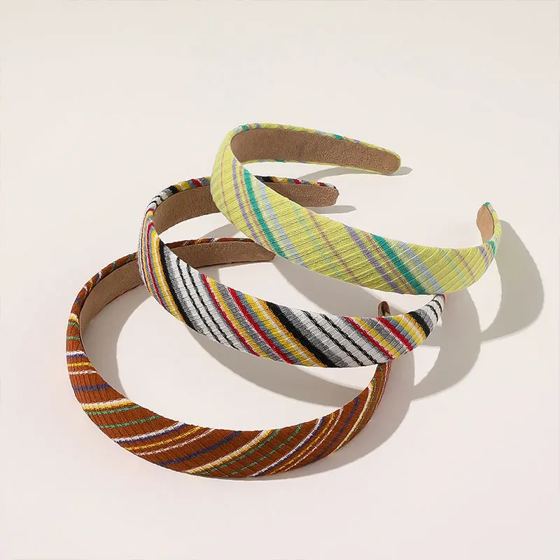

Headwrap Knitted Headband Candy Color Simple Hair Hoop Make Up Wash Face Headwear Head Hoop Rainbow Stripes Hair Accessories