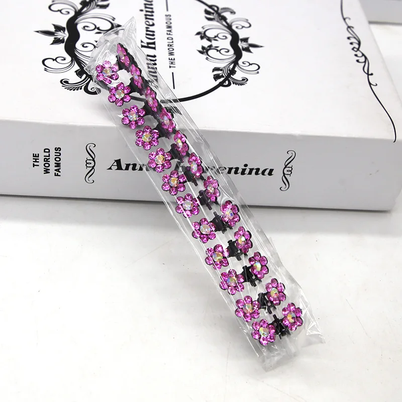 

12PCS/Lot Hair Claws Girls Small Cute Crystal Flowers Metal Hair Clips Headband Hairpins Hair Oranment Fashion Hair Accessories