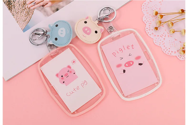 1 шт. Kawaii милый поросенок кредитный банк ID держатель для карт брелок автобусные карты защитный чехол для девочек школьные офисные канцелярские принадлежности