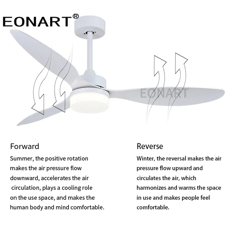 

52 Inch Decorative Without Lamp DC Ceiling Fan With Remote Control White Black ABS Ceiling Fan with light Ventilador De Techo