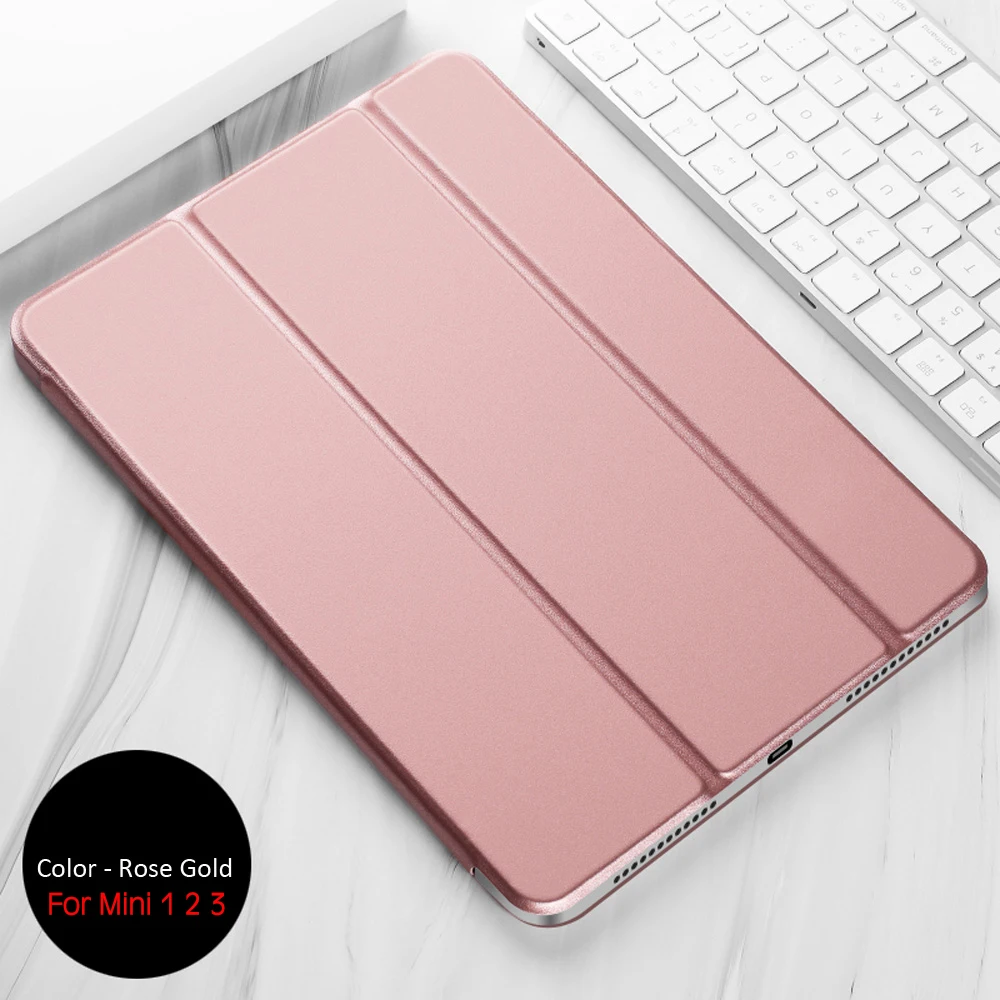 Rose -Mini 1 2 3 QIJUN для iPad mini 1 2 3, 4, 5, 7,9 дюймов, чехол, смарт-чехол из искусственной кожи, с подставкой, для iPad mini 1/2/3 mini5, с функцией автоматического сна - Цвет: Rose -Mini 1 2 3