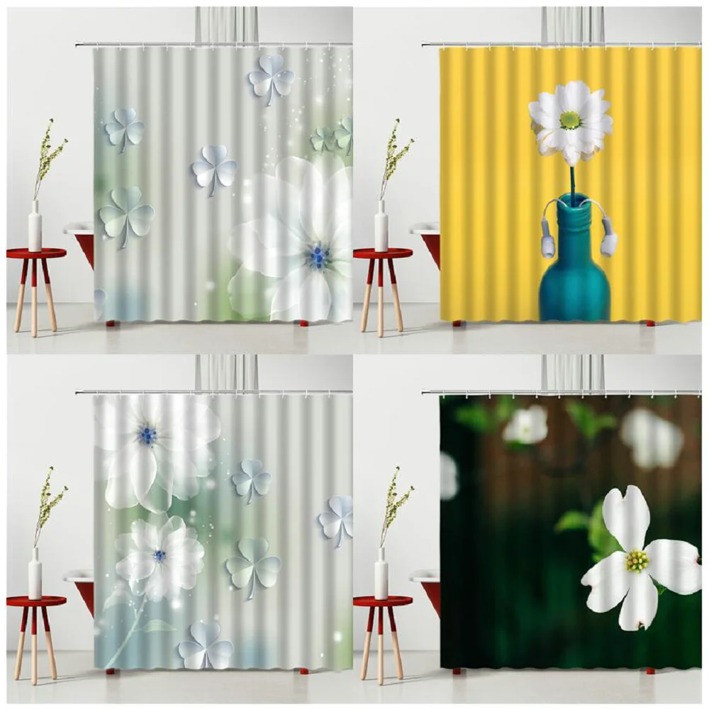 Весенние шторы для душа с цветами украшение ванны из чистой белой текстуры