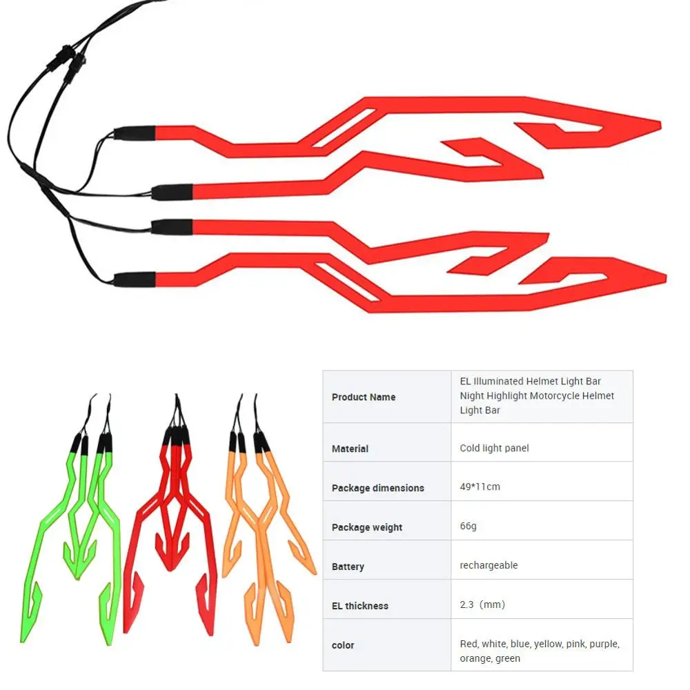 

Upgraded 2Pcs Motorcycle Helmet Night Riding Cold Light Signal Flashing Strip LED Luminous Sticker Strip