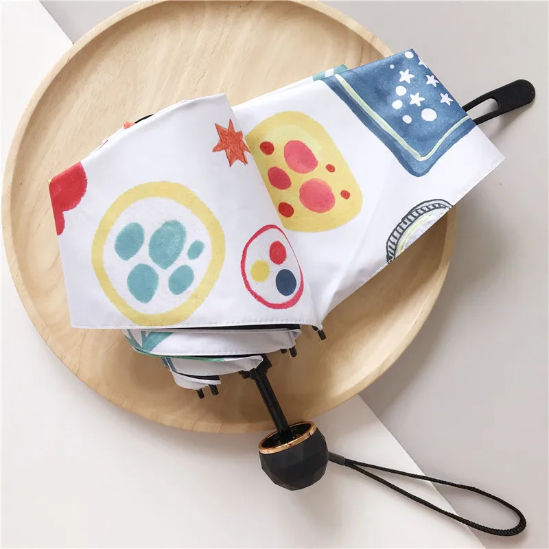 Girl Folding Sun Umbrella Five Fold Sunny Rain Dual-use Sunscreen UV Protection Portable Lady | Дом и сад