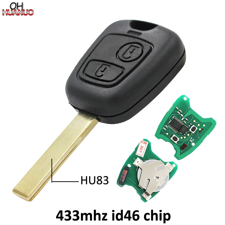 1 шт. 5 10 2 кнопки дистанционного ключа Fob P/N 73373067C 433 МГц с чипом ID46 HU83 Blade Goove для Peugeot