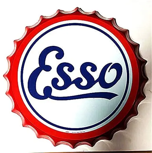 

Retro Sign Gasoline Station Logo Bottle Caps Retro Metal Tin Sign Diameter 13.8 Inches - Handcrafts Home Decor Bar Plaque Lounge