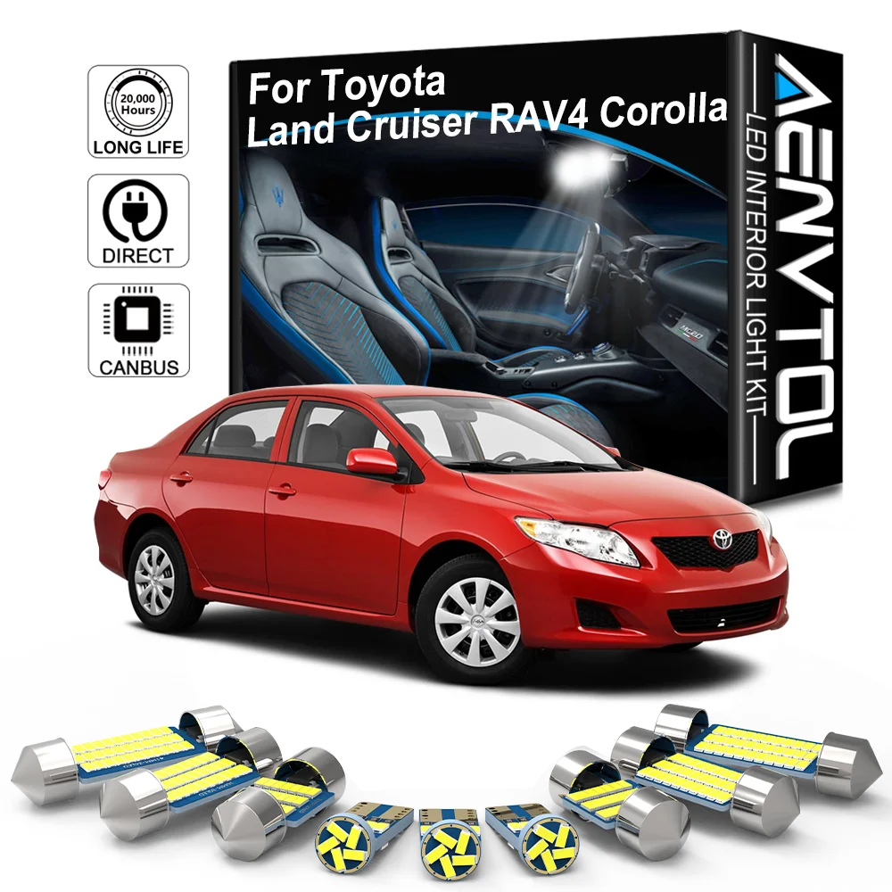 

AENVTOL For Toyota Corolla Auris E150 E180 Avensis T25 T27 Camry Highlander Land Cruiser 100 200 Prado 120 150 LED Interior Lamp