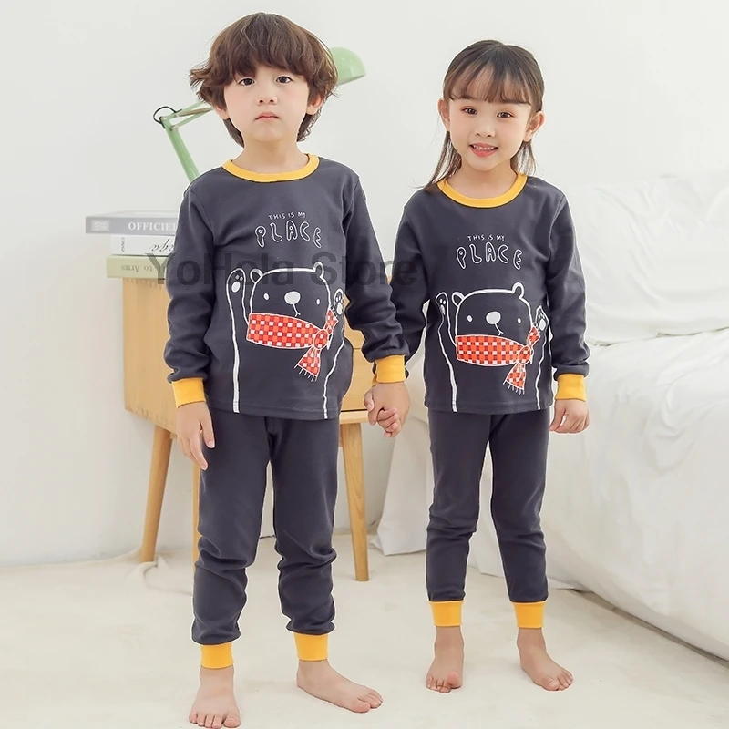 

Kids Baby Girls Full Sleeve Tops Long Pants Pajamas Cartoon Cotton Set Toddler Children Casual Clothes Pajamas Sets 2pcs 2-14Y