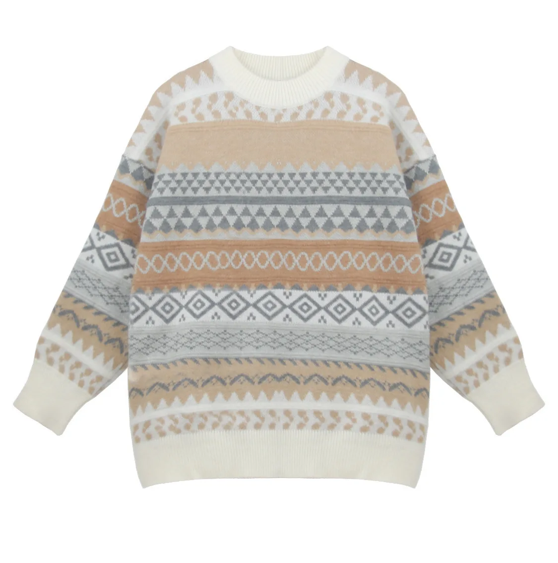 

Vintage Striped Women Pullover Sweater Autumn Winter Loose Pull Jumpers Korean Style Casual Knitted Tops Femme Oversize Sweaters