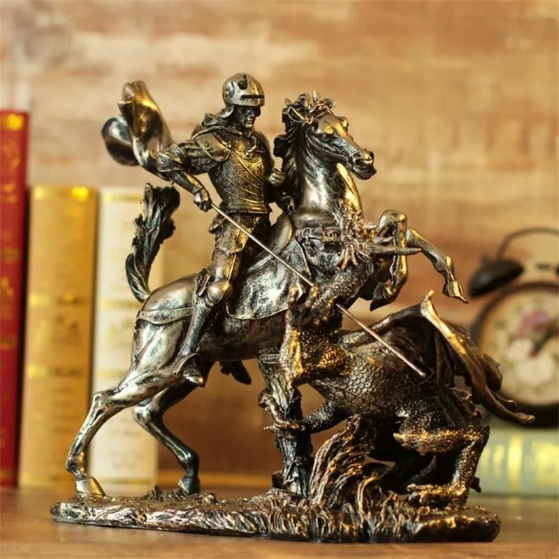 

Ancient Roman Knights Sculpture European Retro Resin Ornaments Character Armor Warrior Statue Home Desktop Decoration Figurine
