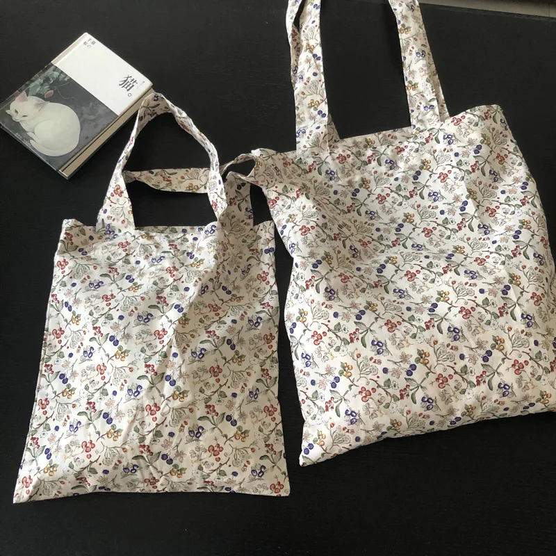 

Vintage Flower Women Small Purse Handbags Retro Design Female Casual Tote Shopping Bags Thin Cotton Cloth Ladies Shoulder Bag