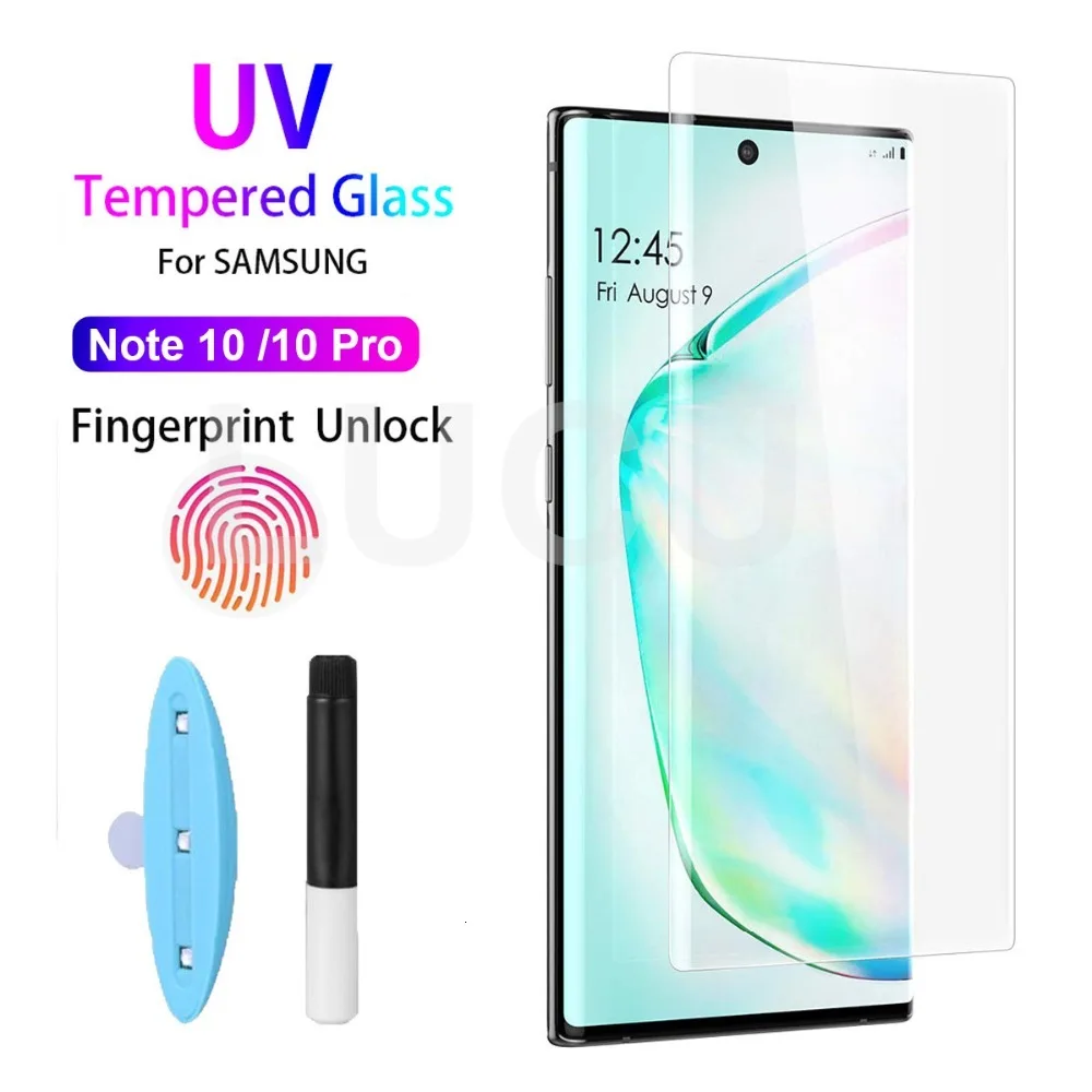9D UV Nano жидкое закаленное стекло с изогнутыми краями для samsung Galaxy S7 Edge S8 S9 Plus Note 8 9 10 Pro Note10 Plus защита экрана
