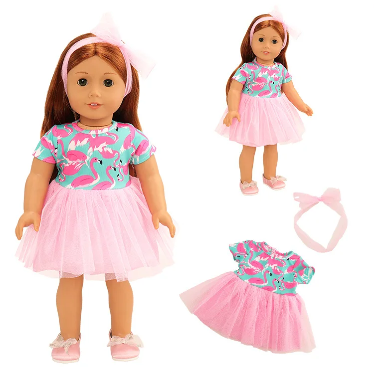 

Новое платье с фламинго, подходит для кукол американской девочки, одежда и аксессуары для кукол 18 дюймов