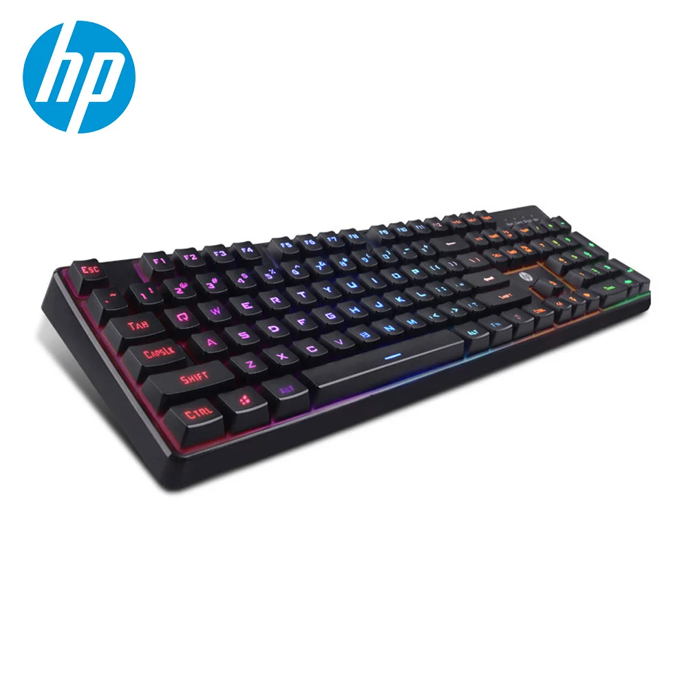 Hp K300 Проводная Водонепроницаемая игровая клавиатура механический эргономичный дизайн светодиодный с подсветкой 104 клавиш компьютерная геймерская клавиатура