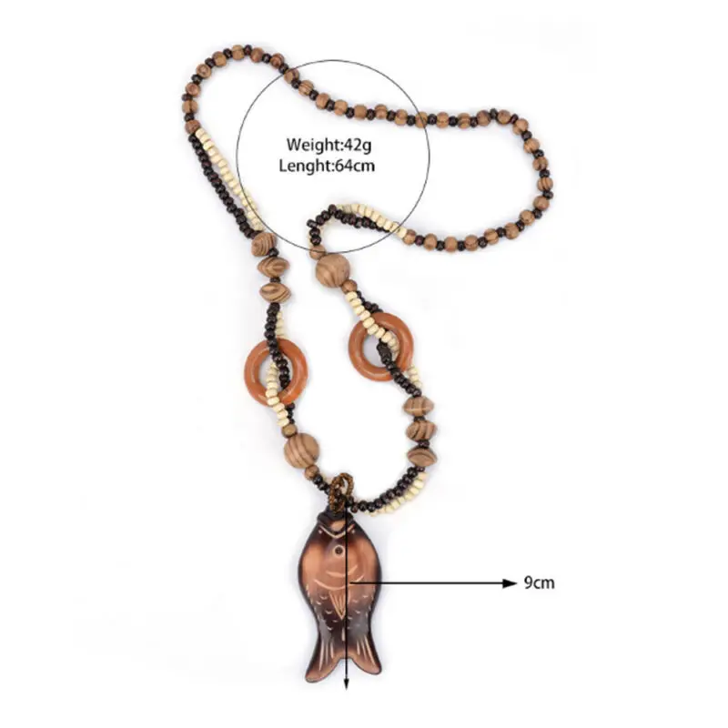 HIRIGIN Boho Ожерелье со слоном деревянная подвеска ручной работы из бисера Длинные