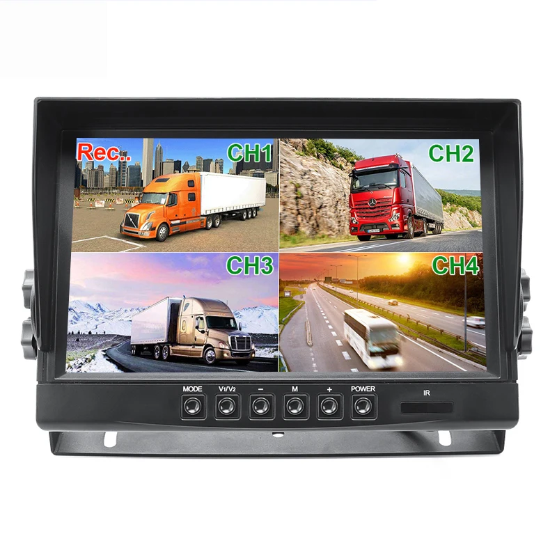 GreenYi 9 дюймов DC 24 В AHD 1920*1080P Автомобильный видеорегистратор 4Ch видео рекордер монитор с передней задней левой правой парковочной камерой для грузового автобуса